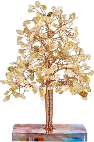 Miniatura 10 de Rockcloud Árbol de cristal curativo natural de aguamarina para oficina en casa, árbol envuelto en cobre, bonsái, Feng Shui, árbol de dinero