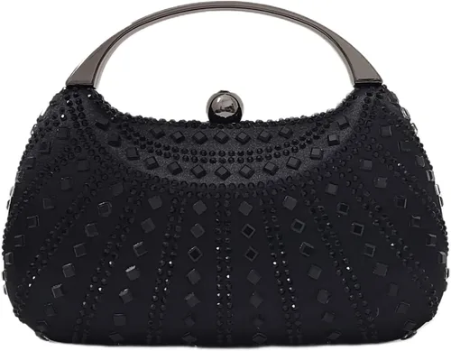 Miniatura 11 de HUANG ZHUANG Elegante bolso de mano de cristal con diamantes de imitación para mujer, bolso de fiesta, boda, baile de graduación, bolsa brillante