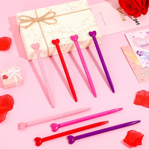 Miniatura 4 de Fuutreo 32 bolígrafos retráctiles con forma de corazón para el día de San Valentín, bolígrafo de metal con tinta negra, recuerdo de fiesta