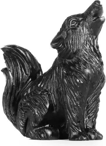 Miniatura 9 de Figuras decorativas de lobo de cola grande de cristal de citrino de 2.0 pulgadas, estatua de lobo, piedras curativas, escultura tallada a mano