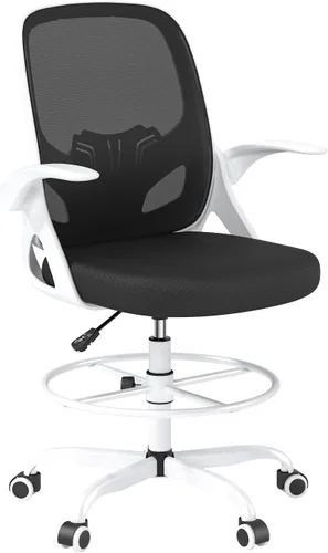 Miniatura 8 de Kensaker Silla alta de dibujo con anillo de reposapiés para el hogar y el trabajo, silla ergonómica de escritorio para oficina en casa con brazos