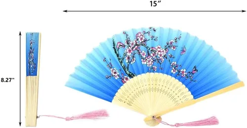 Miniatura 3 de HUNANBANG 4 abanicos de mano plegables de bambú oriental, solo para adultos, regalo de boda, recuerdos de fiesta, decoración de bricolaje