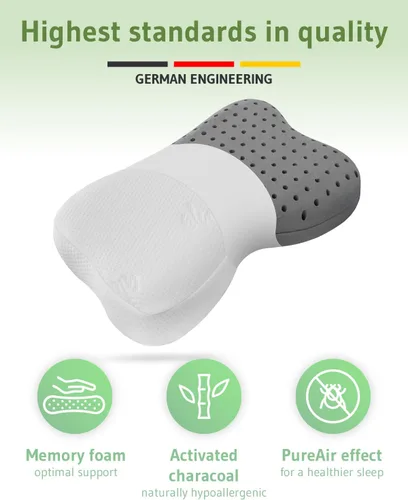 Miniatura 5 de Third of Life Almohada de viaje con espuma viscoelástica de carbón activado Almohada cervical para aliviar el dolor de cuello para personas que