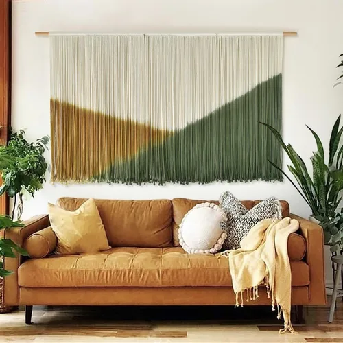 Miniatura 8 de Flber Tapiz de macramé para colgar en la pared, diseño geométrico de teñido anudado negro, decoración de pared bohemia para el hogar, 59 pulgadas