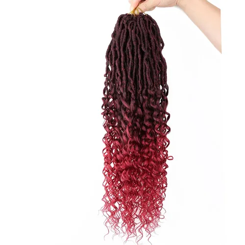 Miniatura 21 de Extensiones de cabello de rizos profundos de 14 pulgadas, 8 paquetes, Rizos tejidos en crochet suaves con puntas rizadas, Rizos de diosa tejidos