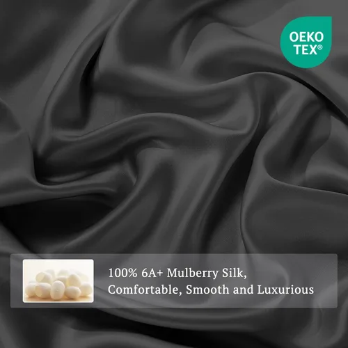 Miniatura 2 de THXSILK Juego de funda de edredón de seda de morera 100% pura de 3 piezas, ropa de cama de lujo ultra suave de grado 6A+, sábanas de seda