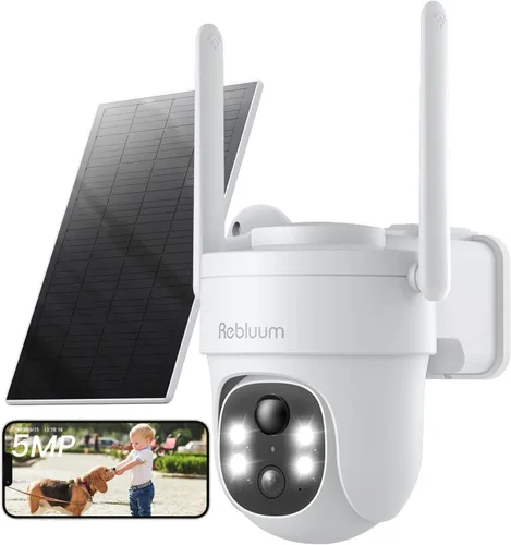 Cámara de seguridad inalámbrica para exteriores, cámara solar de 3K/5MP para exteriores inalámbrica, cámara con batería de 360°PTZ, visión nocturna