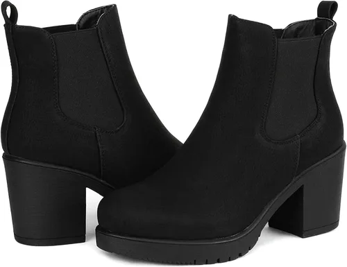 Miniatura 3 de DREAM PAIRS - Botines de tacón alto de estilo Chelsea para mujer Fre