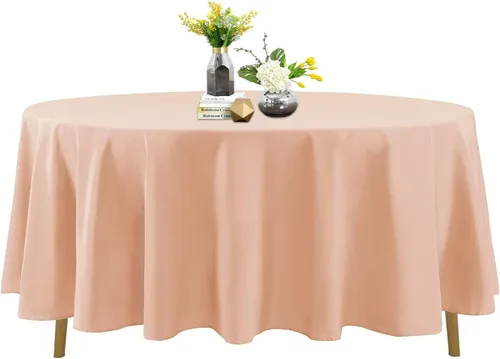 Miniatura 69 de Mantel de poliéster lavable de 90 pulgadas, resistente a las manchas y a las arrugas, mantel decorativo para mesa de comedor, fiestas de bufé y Negro