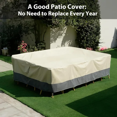 Miniatura 7 de Funda rectangular para mesa de comedor de patio, impermeable, resistente, 74 x 54 x 28 pulgadas, funda para muebles de patio al aire libre