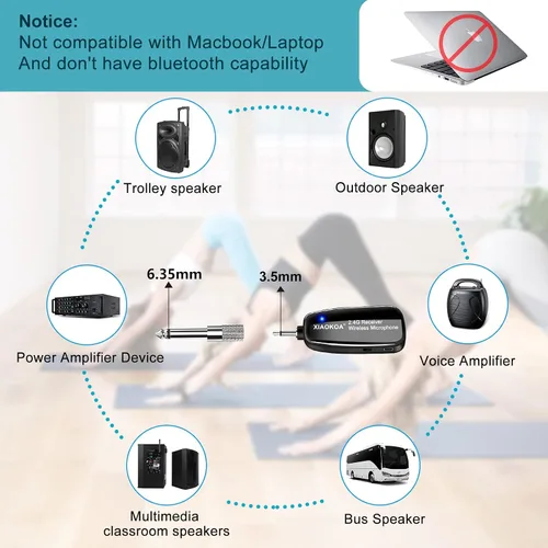 Miniatura 3 de Auriculares con micrófono inalámbricos, micrófono de cabeza inalámbrico de 2.4GHz, micrófonos con carga USB-C, rango de 165 pies, para amplificador