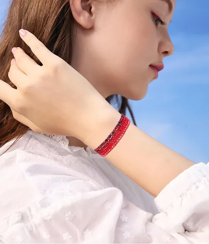 Miniatura 5 de 24 pulseras bohemias con cuentas para mujer, multicapa, versátiles, apilables, brillantes, de cristal, elásticas, pulseras
