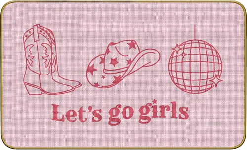 Mingnei Divertido tapete rosa preppy de Let's Go Girls – Tapete de vaquera, botas de vaquera occidental, tapete de piso de disco para el hogar,