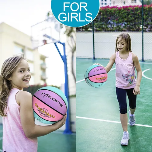 Miniatura 4 de Baloncesto para niños y niñas de 3/5 (22 pulgadas/27.5 pulgadas), baloncesto de goma de alta calidad para interiores y exteriores, para niños y Azul