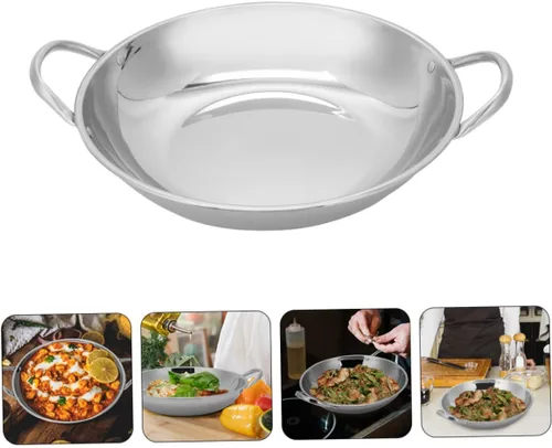Miniatura 7 de BESTonZON Sartén de acero inoxidable para paelleras, sartenes para cocinar, ideal para exteriores, camping, fiestas, 10.2 in