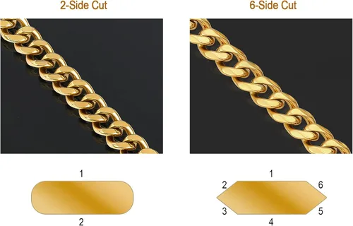 Miniatura 3 de KRKC&CO Cadenas de eslabones cubanos para hombre de 23560.354in, oro de 18 quilates, cadena de eslabones cubanos de Miami, joyería de hip hop