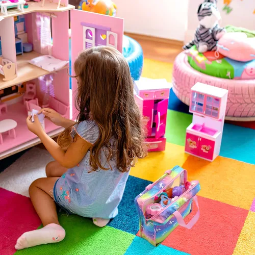 Miniatura 4 de Almacenamiento de ropa para muñecas, 2 piezas, bolsa de viaje para niños, organizador de ropa de muñeca de tela de dibujos animados