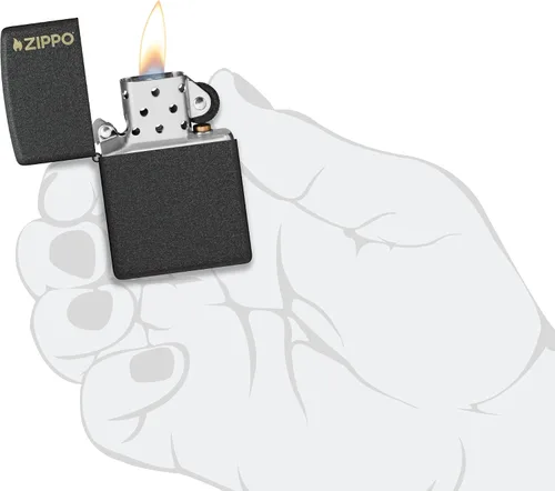 Miniatura 5 de Zippo Encendedor de Bolsillo Clásico con Logo Agrietado Negro