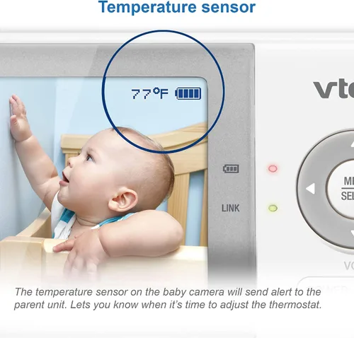Miniatura 11 de VTech VM923-2 Monitor de bebé, pantalla de 2.8 pulgadas, rango de 1000 pies, panorámica-inclinación-zoom, visión nocturna, audio de 2 vías, sensor