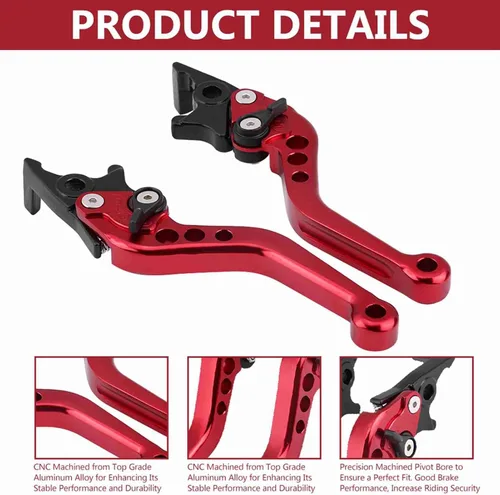 Miniatura 7 de Estink Palanca de freno de disco doble para motocicleta, aleación de aluminio CNC, reemplazo de modificación de scooter de motocicleta, 1 par