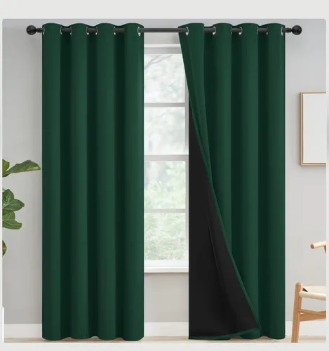 Miniatura 286 de Yakamok Cortinas negras, cortinas de ventana con aislamiento térmico y eficiencia energética para dormitorio, cortinas opacas completas y cortinas