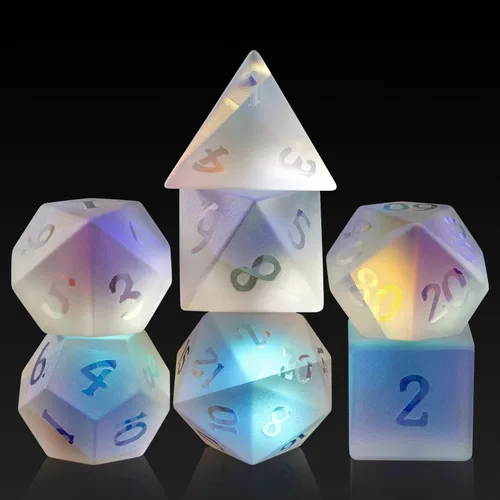 Miniatura 7 de Juego de dados Aagte D&D DNDND Un juego completo de dados de piedra DND con estuche de regalo magnífico para juego de mesa Dungeons and Dragons