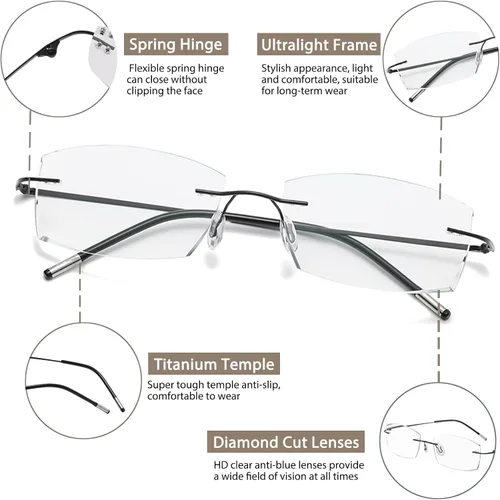 Miniatura 5 de Gafas de lectura fotocromáticas multifocales, gafas de sol de transición multifocal progresivas sin montura para hombres y mujeres, corte