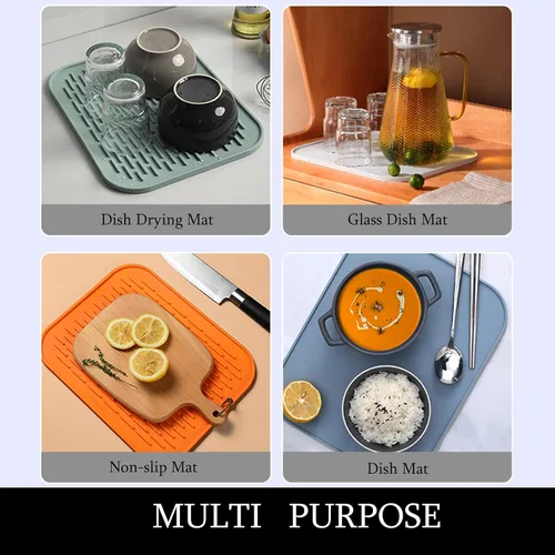 Miniatura 7 de Tapete pequeño para secar platos, tapetes de silicona para encimera de cocina, 11.5 x 9.1 pulgadas, para estante sobre el fregadero, ollas