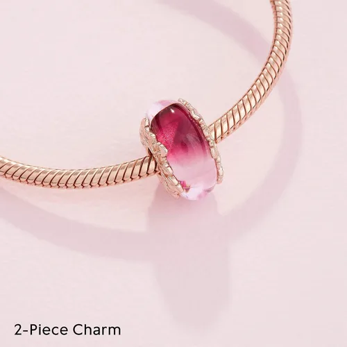 Miniatura 4 de PANDORA Joyería de cristal de Murano y hojas de rosa Metal Vidrio no aplica