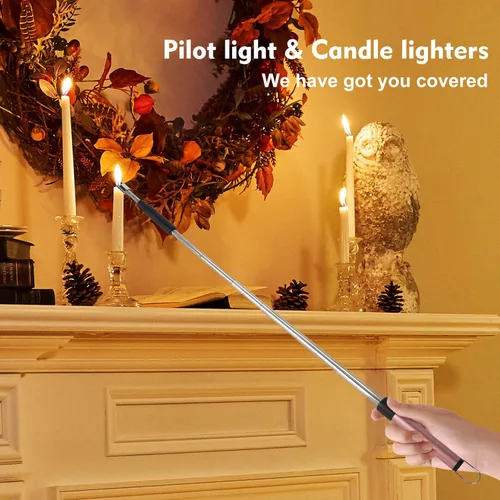 Miniatura 7 de Encendedores de arco para velas, cuello largo y flexible, 27.6 in, telescópico, recargable, eléctrico, sin llama, para cocina, chimenea, piloto, Rosa