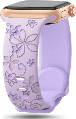 Miniatura 15 de Correas con grabado floral compatibles con Apple Watch Band de 1.49, 1.57, 1.61, 1.65, 1.73, 1.77, 1.92 pulgadas para mujeres, correas deportivas