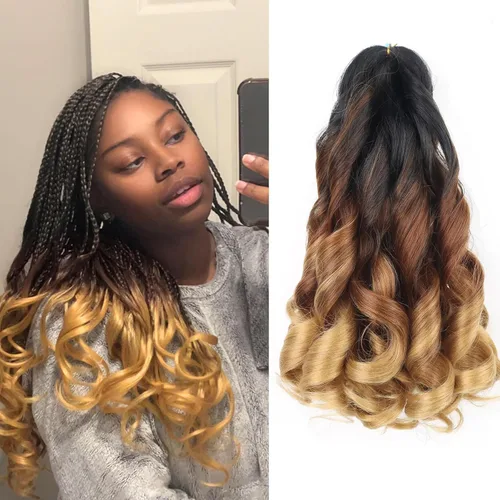 Miniatura 70 de Cabello rizado francés trenzado de 10 pulgadas, color 4, cabello rizado preestirado, 8 paquetes de trenzas de ganchillo de rizo francés para trenzas