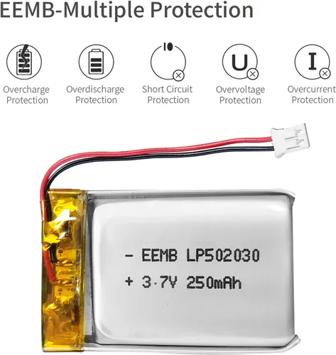 Miniatura 5 de EEMB Paquete de 40 baterías de polímero de litio 3.7 V 250 mAh 502030 Lipo con conector JST de cable para VXI Blue Parrott - Confirma la polaridad