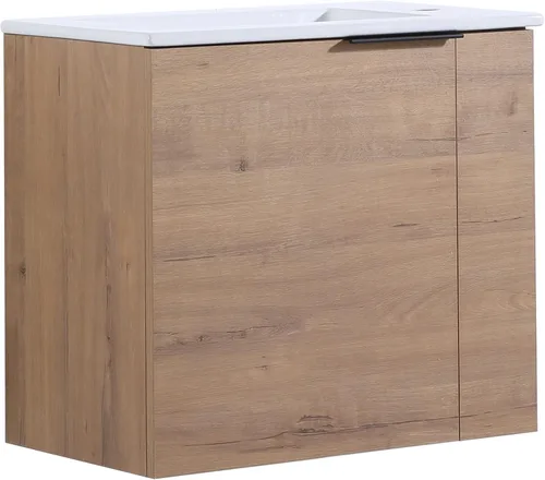 Miniatura 9 de Malwee Tocador de baño flotante de 22 pulgadas con lavabo, Tocador de baño de lavabo individual de 22 pulgadas montado en la pared, con 1 puerta