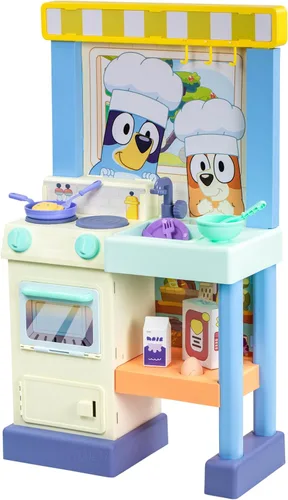 Juego de Cocina de Bluey para Niños de 4 a 8 años, Juego de Cocina de Simulación de 0.91m de Alto, Incluye Estufa, Fregadero, Horno y Más de 20