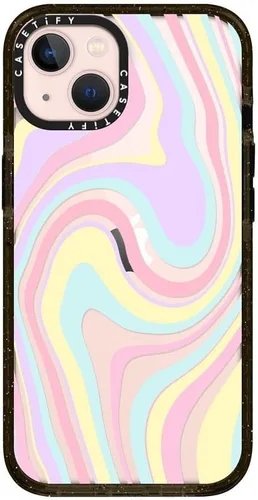 CASETiFY Impact - Funda para iPhone 13, diseño de unicornio pastel Candy Swirls, color negro transparente Unicorn Pastel Candy Swirls