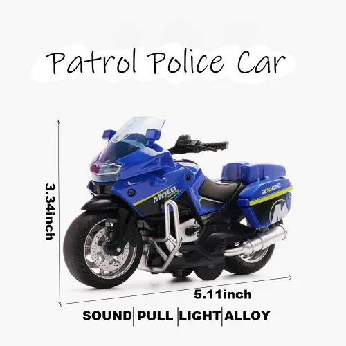 Miniatura 2 de Juguetes de motocicleta de tracción hacia atrás, pequeño regalo con iluminación musical, motocicletas de policía de juguete para niños de 3, 4, 5