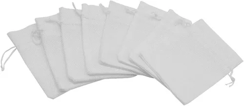 Miniatura 3 de 50 bolsas de arpillera blanca con cordón, bolsas pequeñas de lino de 2.7 x 3.5 pulgadas, bolsas de regalo para joyas, bolsas de dulces para Navidad