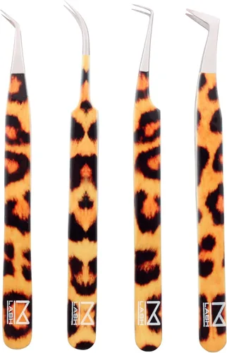 Miniatura 16 de M LASH - Pinzas para extensiones de pestañas (juego de 4) – Pinzas profesionales para extensiones de pestañas, punta de fibra, acero japonés, juego