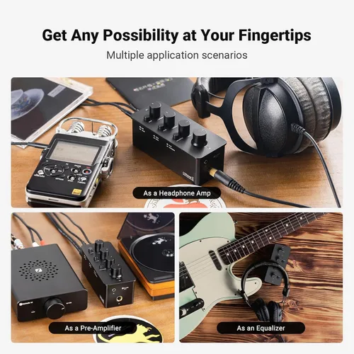 Miniatura 7 de Fosi Audio SK01 Amplificador para Auriculares Ecualizador Preamplificador con Control de Tono de Graves, Medios y Agudos y Compensación de Sonoridad