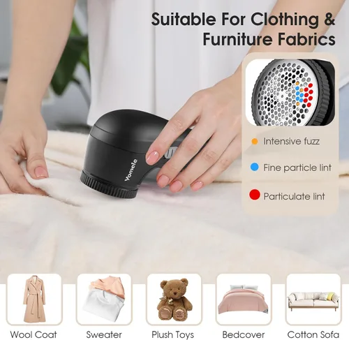 Miniatura 5 de Afeitadora de Tela Recargable, Afeitadora de Suéteres con Hojas de 6 Láminas, Removedor de Pelusas Eléctrico para Ropa y Muebles, Removedor de Negro