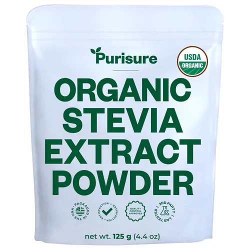 Extracto de estevia orgánico en polvo, cero calorías, extracto puro de stevia concentrado edulcorante en polvo para hornear y bebidas, sin regusto,