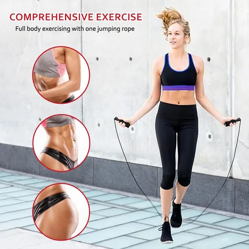 Miniatura 7 de Cuerda de saltar para fitness, cuerda de saltar de velocidad ajustable con rodamientos de bolas, cuerda de saltar sin enredos para mujeres, hombres