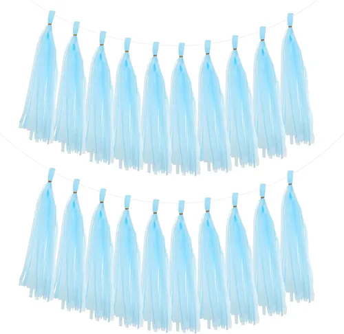 Miniatura 22 de MECCANIXITY 20 guirnaldas de papel de seda con borlas para decoración de fiestas, día de San Valentín, cumpleaños para mujeres con cuerda y alambre