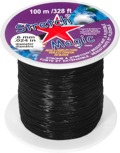Miniatura 5 de Cordón elástico para cuentas Stretch Magic – Color negro, 0.6mm de diámetro, 100 metros (328 pies) - Fácil de anudar, cuerda fuerte y elástica