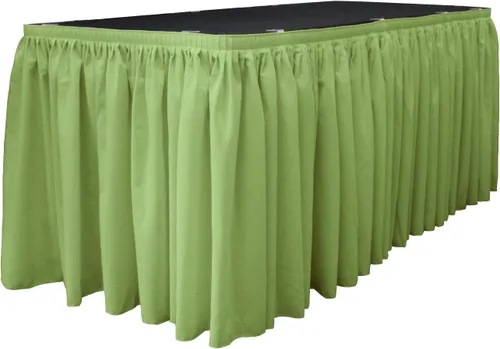 Miniatura 60 de LA Linen Falda de mesa de popelina de poliéster para mesas rectangulares, tela plisada para banquetes de boda, 14 pies por 29 pulgadas de largo