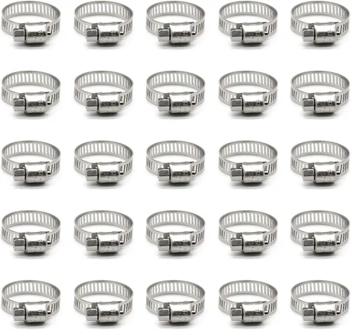 Miniatura 9 de ZIPCCI Abrazadera de manguera, paquete de 25 abrazaderas de manguera de línea de combustible de engranaje helicoidal de acero inoxidable