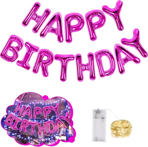 Miniatura 34 de CANREVEL Cartel de feliz cumpleaños, 13 letras de papel de aluminio de Mylar de 16 pulgadas con 12 globos de estrella, decoraciones de fiesta