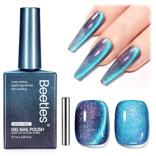 Miniatura 52 de Beetles - Esmalte de uñas de gel ultravioleta semipermanente sin HEMA de alto brillo para manicura francesa y arte de uñas, frasco a juego, blanco