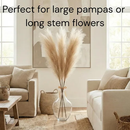Miniatura 2 de Jarrón grande de vidrio de 15 pulgadas de alto para decoración de suelo, florero grande para plantas de hierba de las pampas, flores, moderno